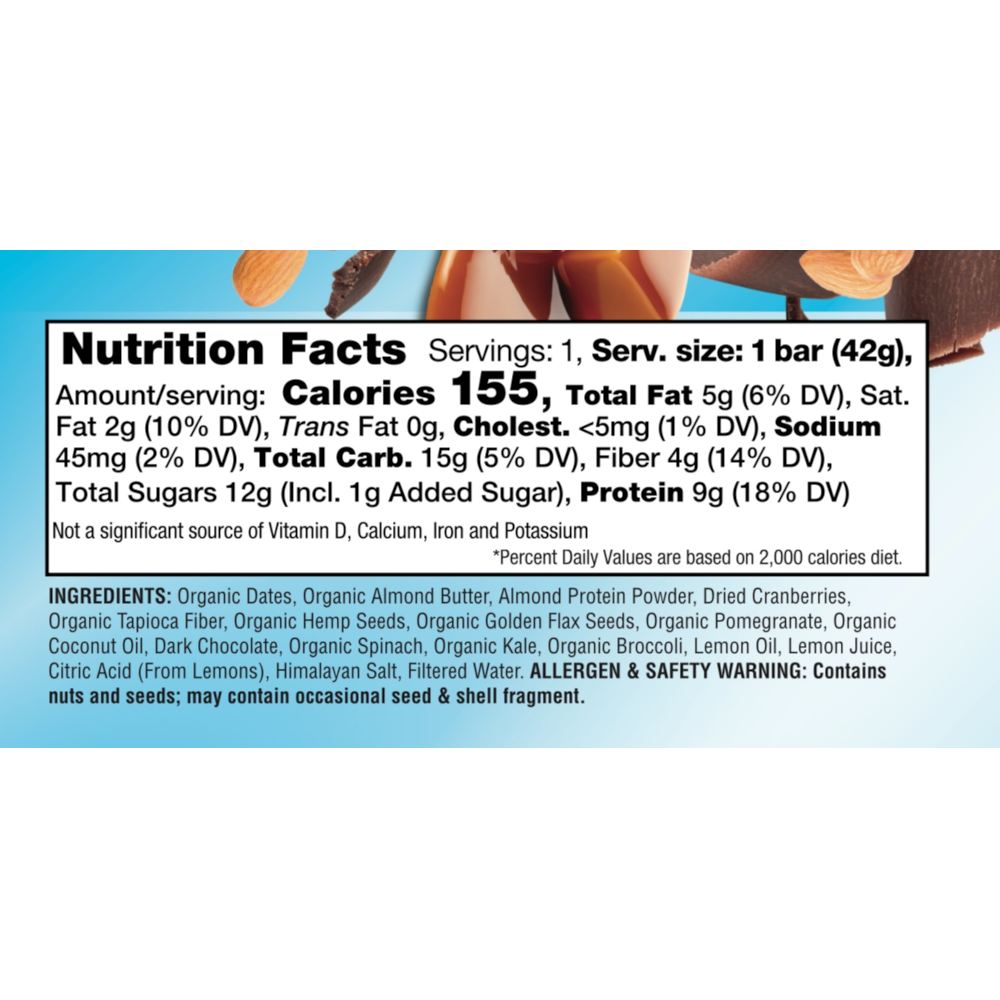 Katia Foods Protein Bar — Almond Dark Chocolate facts