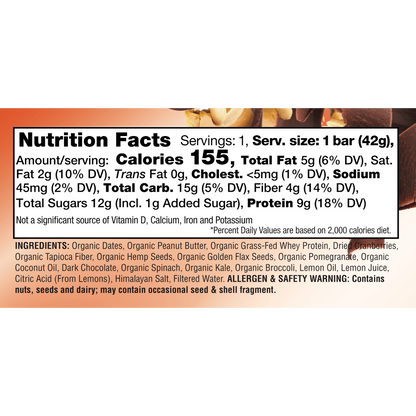 Katia Foods Protein Bar — Peanut Dark Chocolate facts