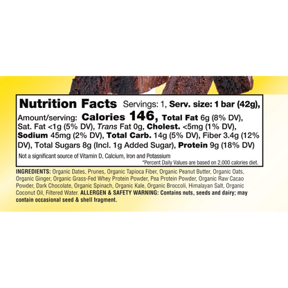 Katia Foods Protein Bar — Cacao Ginger Oat facts