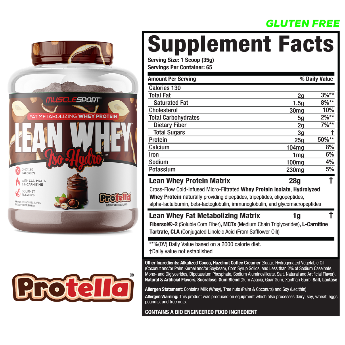 MuscleSport Lean Whey — 5lb Protella facts
