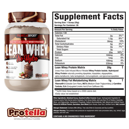 MuscleSport Lean Whey — 2lb Protella facts