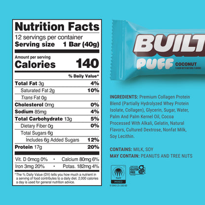 BUILT Puff Protein Bars — Coconut facts