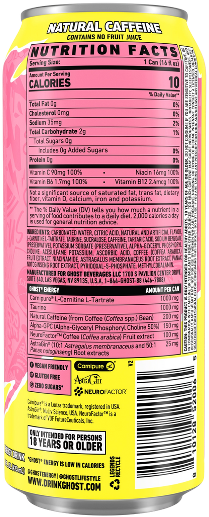 GHOST ENERGY — Sour Pink Lemonade facts