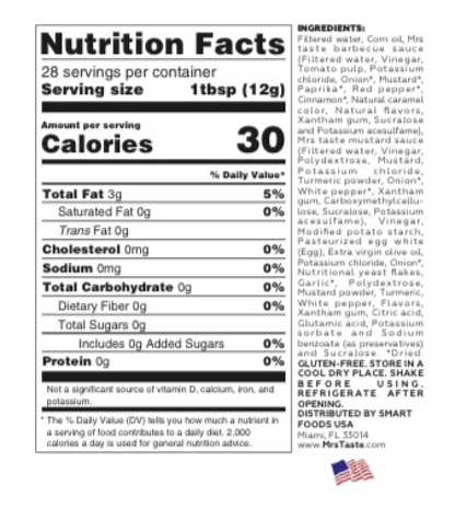 Mrs. Taste Condiments — Mrs Fil A facts