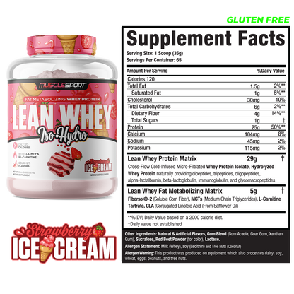 MuscleSport Lean Whey — 5lb Strawberry facts