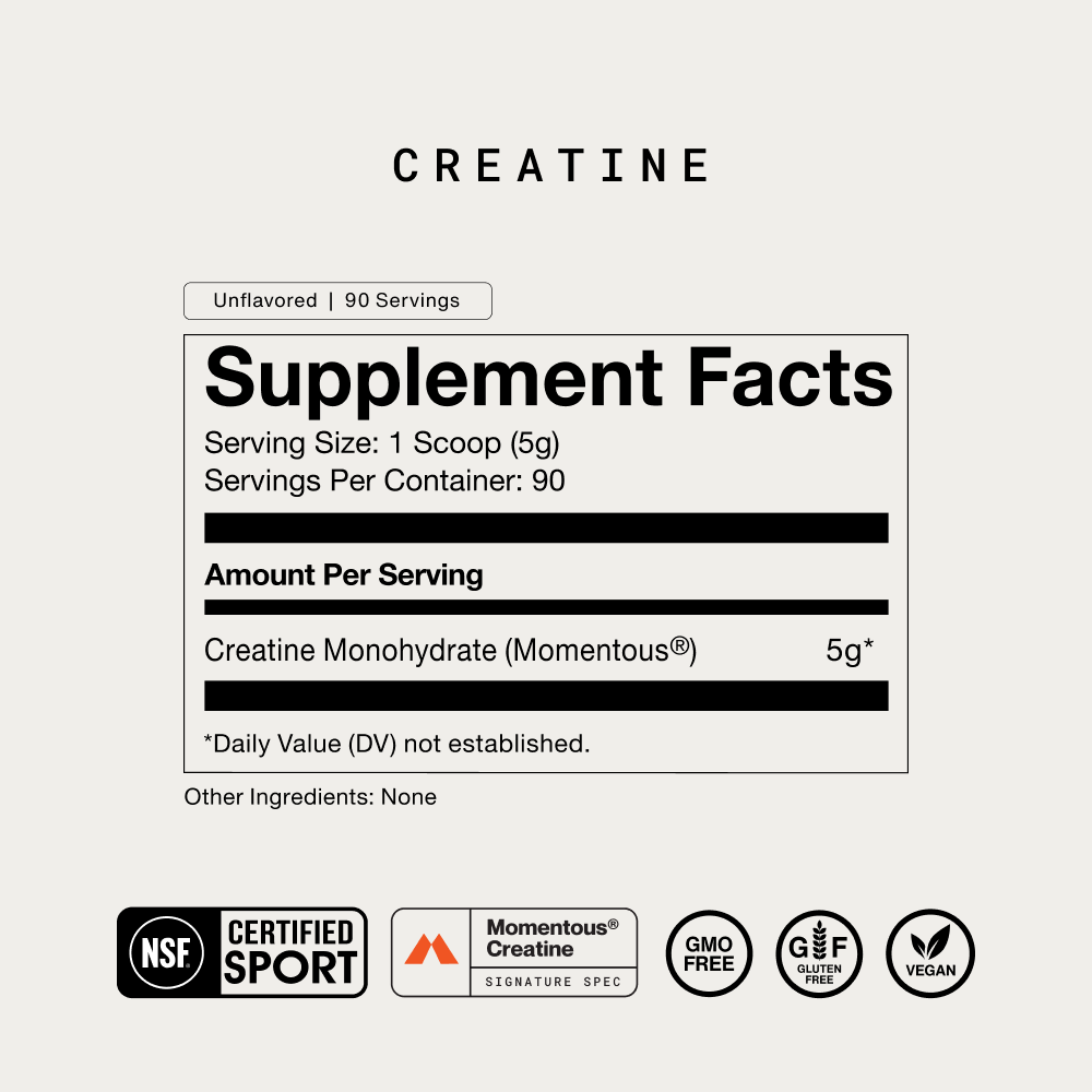 Momentous Creatine 90 Servings — Creatine 90 Servings facts