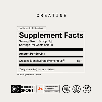Momentous Creatine 90 Servings — Creatine 90 Servings facts