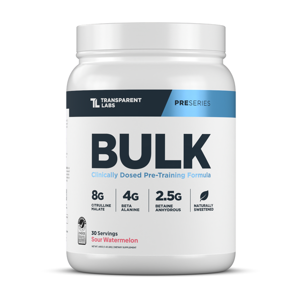 Transparent Labs BULK Pre-Workout Powder — front of pack