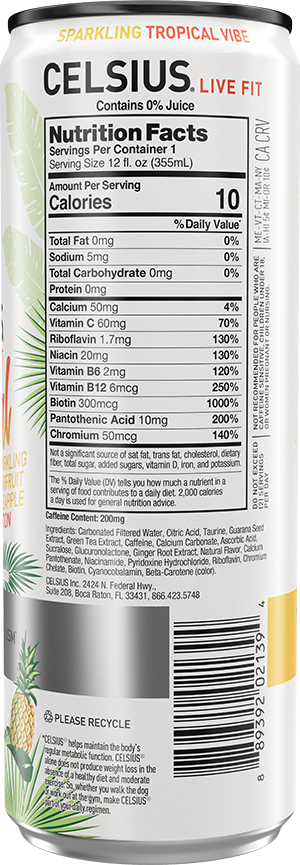 Celsius Energy Drink — Tropical Vibes facts