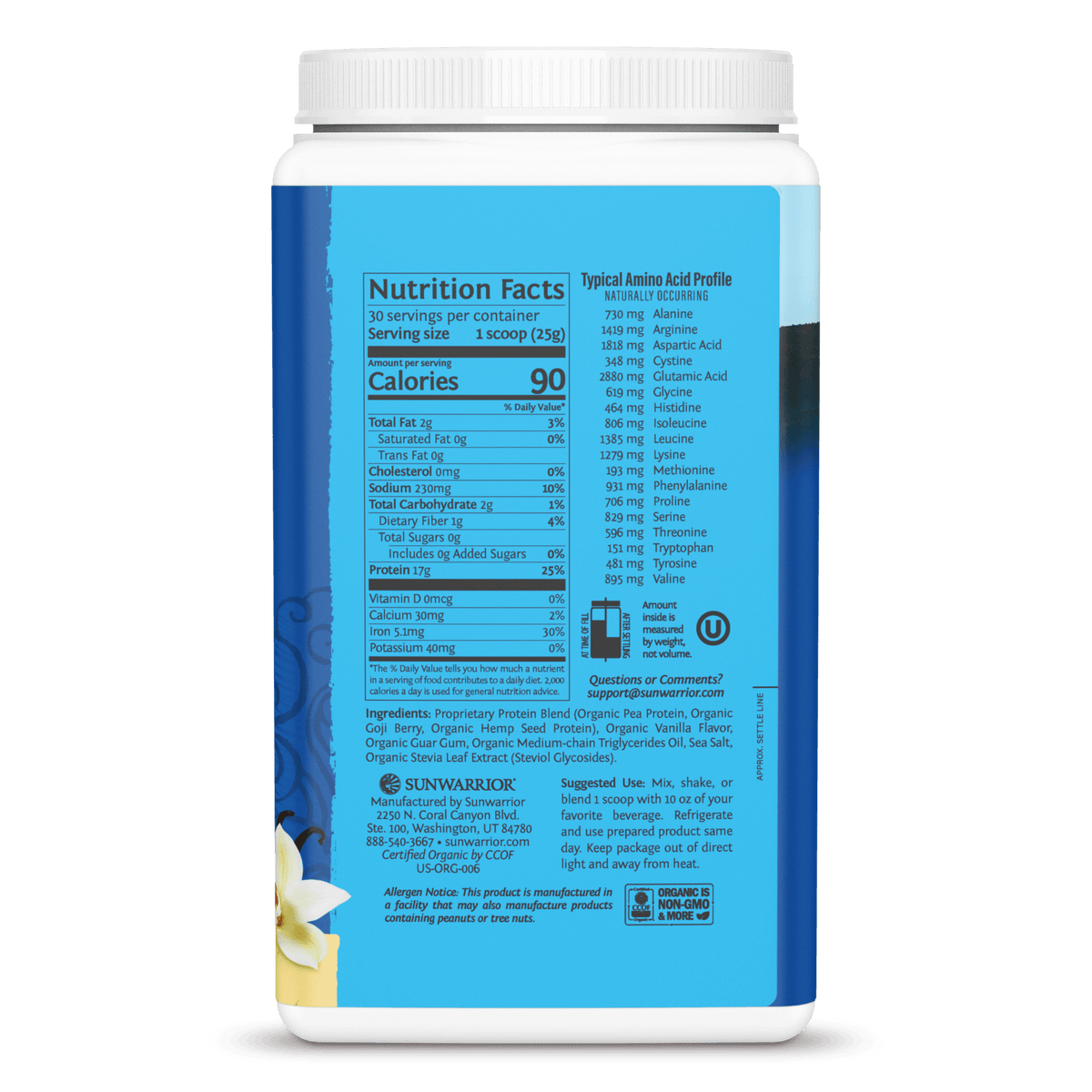 Sunwarrior Warrior Blend — 750grams Vanilla support