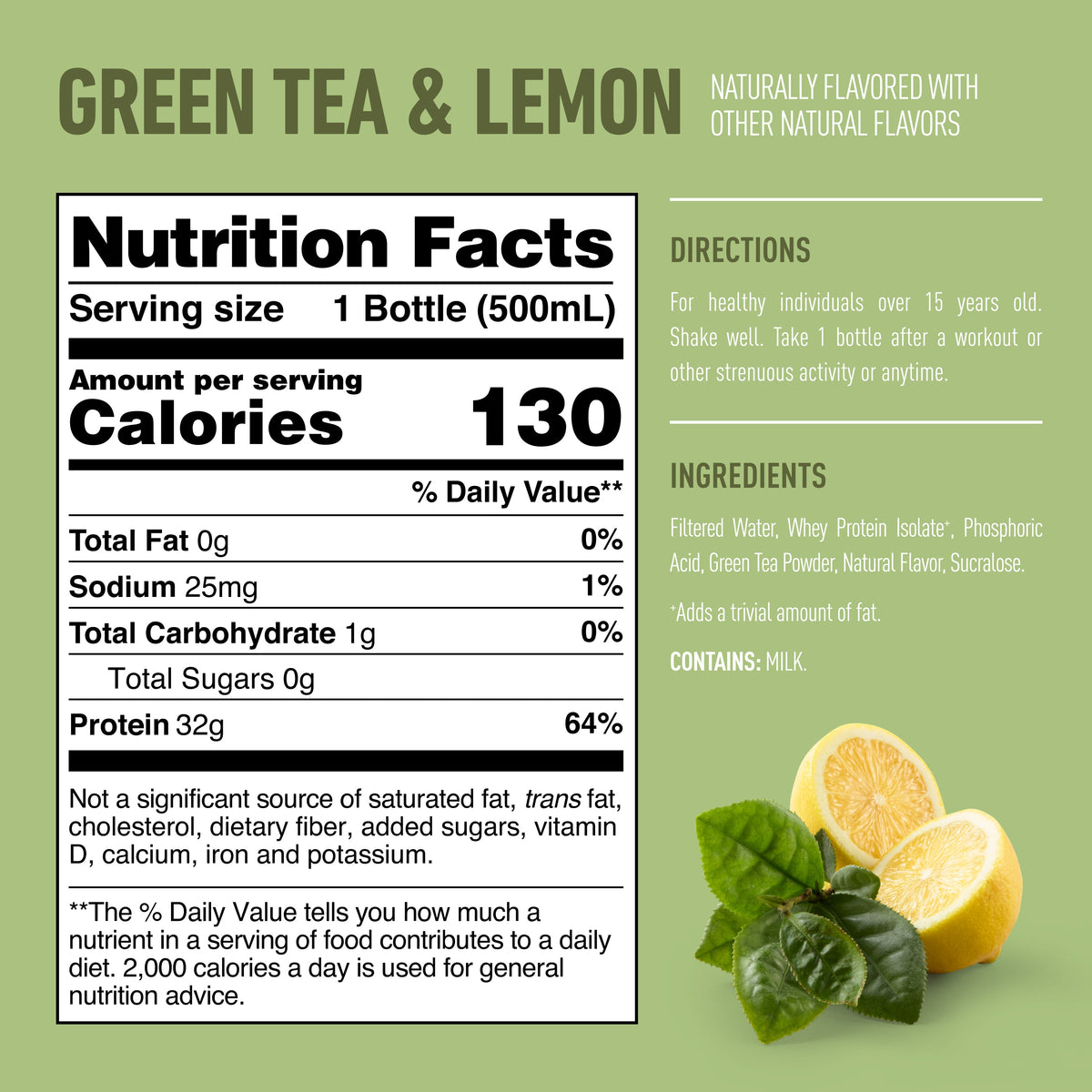 Isopure RTD — Green Tea Lemon facts