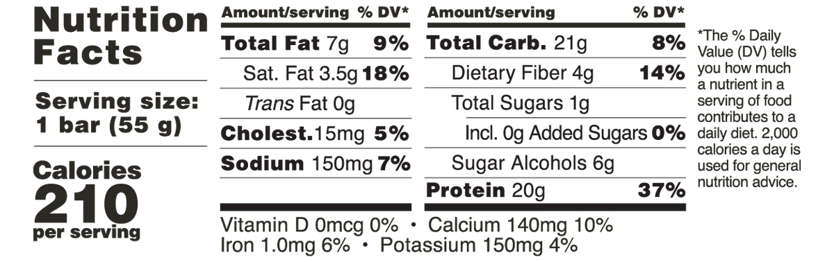 Barebells Original Protein Bars — Cookies and Caramel facts panel