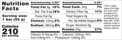 Barebells Original Protein Bars — Peanut Butter facts panel