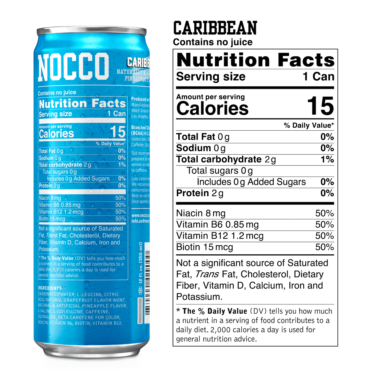 NOCCO RTD — Caribbean 180mg caffeine facts