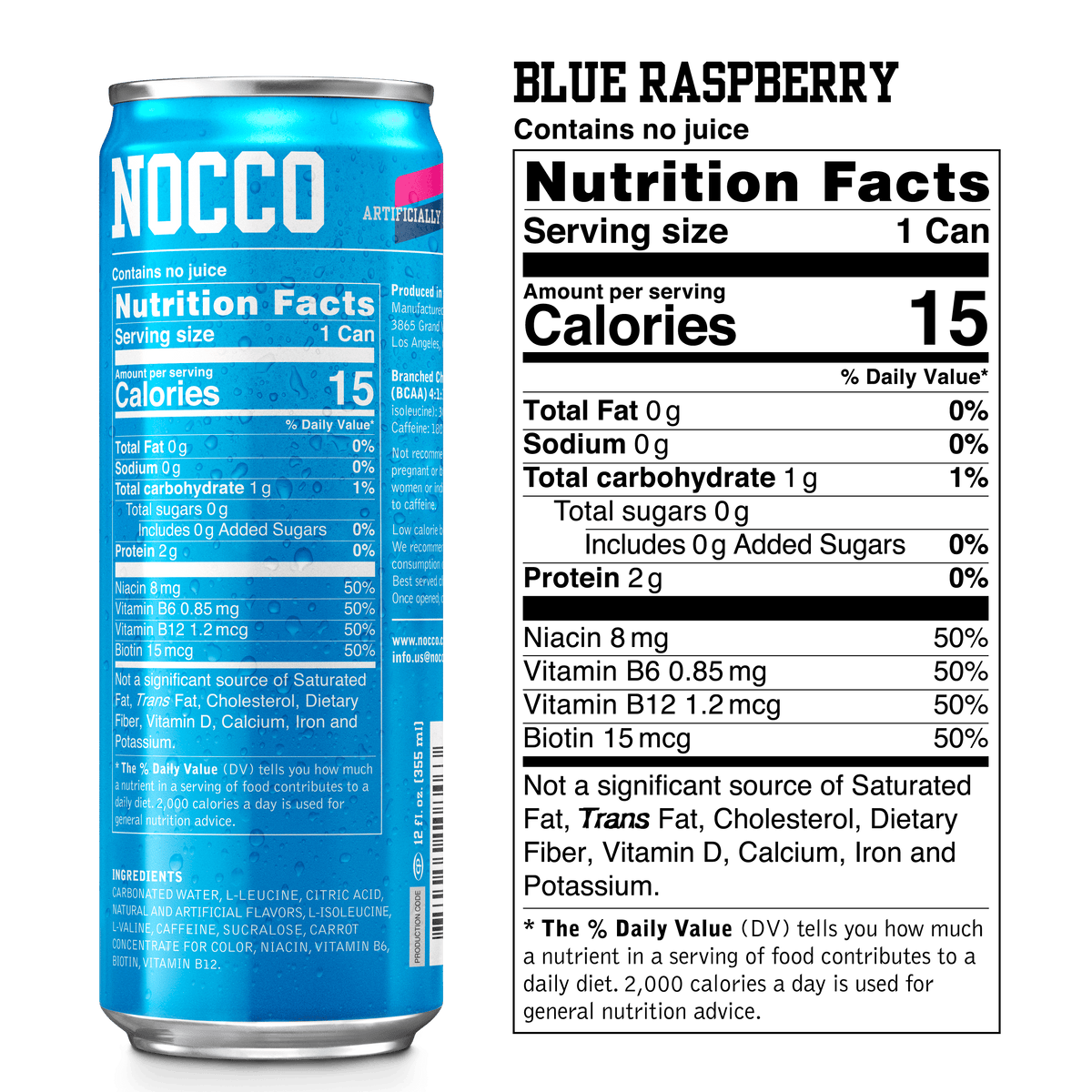 NOCCO RTD — Blue Raspberry facts