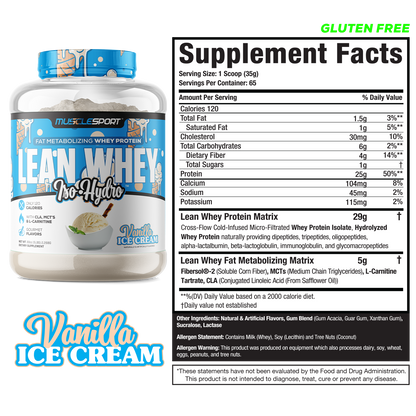 MuscleSport Lean Whey — 5lb Vanilla facts