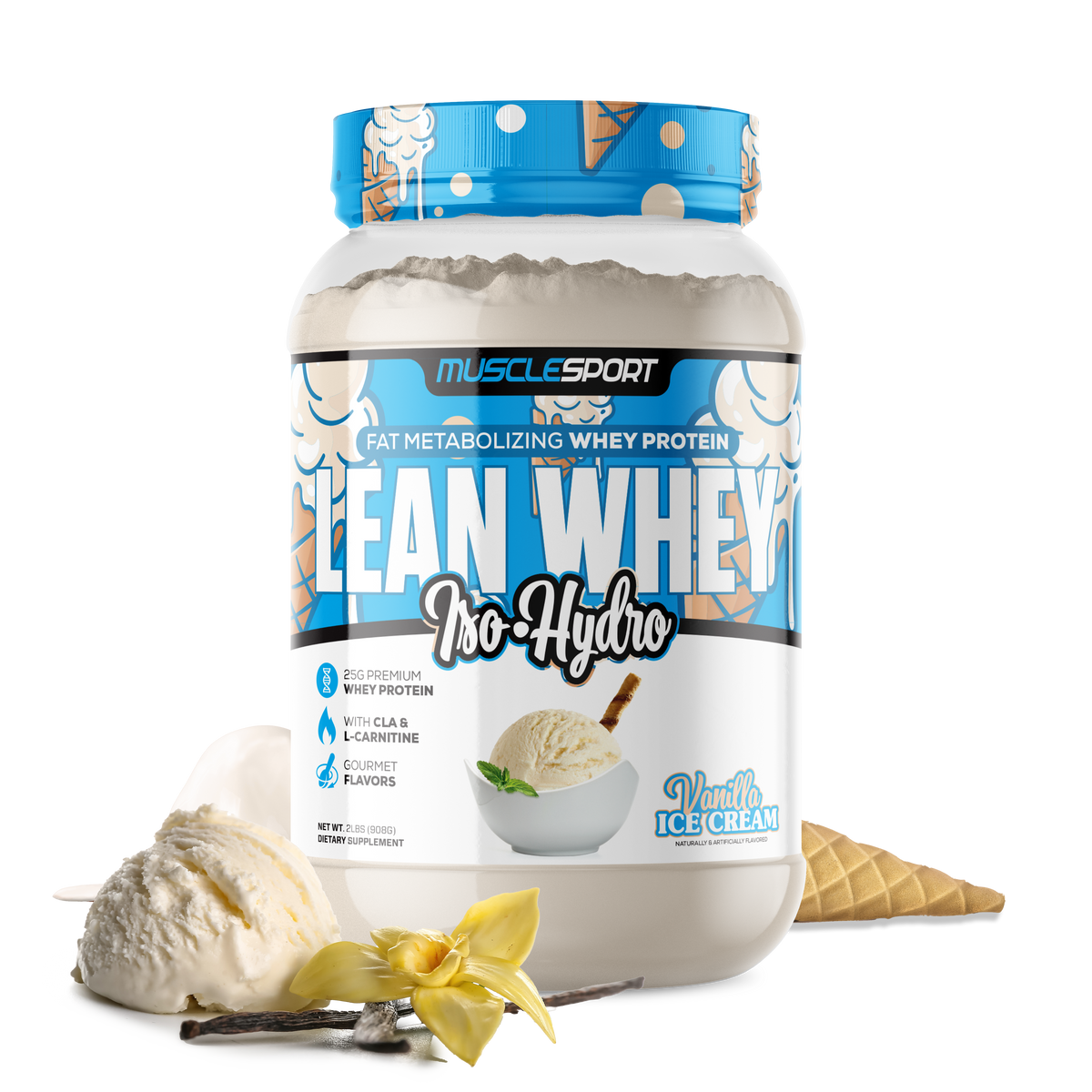MuscleSport Lean Whey — 2lb Vanilla support