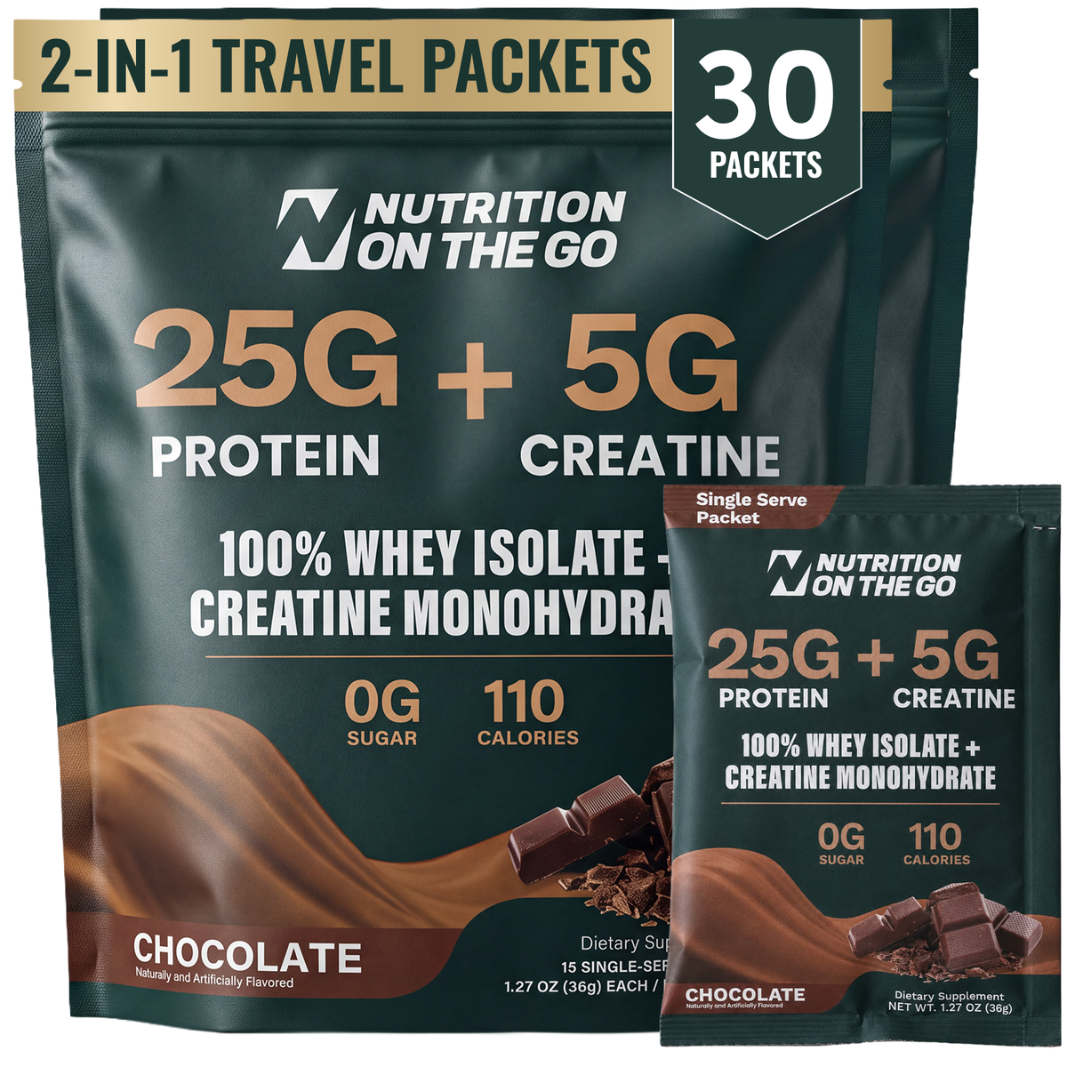 Nutrition On The Go Protein + Creatine — Chocolate 30 serving hero
