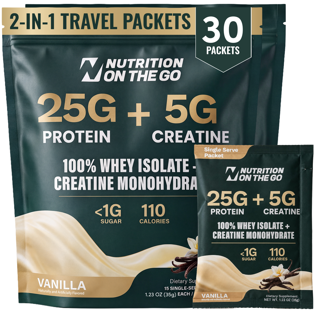 Nutrition On The Go Protein + Creatine — Vanilla 30 serving hero