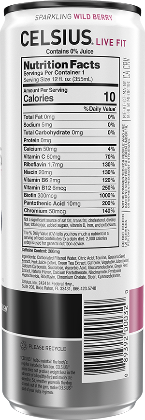 Celsius Energy Drink — Sparkling Wild Berry facts
