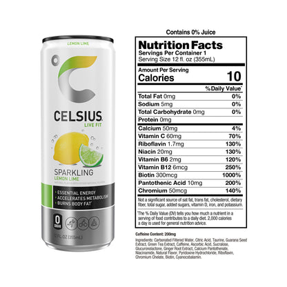 Celsius Energy Drink — Lemon Lime facts