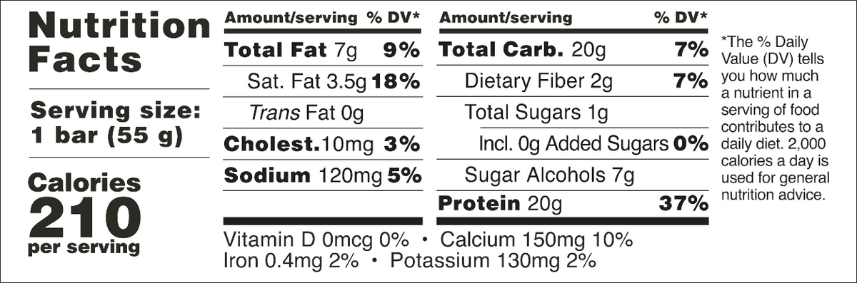 Barebells Original Protein Bars — Birthday Cake facts panel