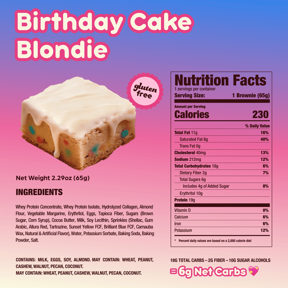 Prime Bites Protein Brownie — Birthday Cake facts