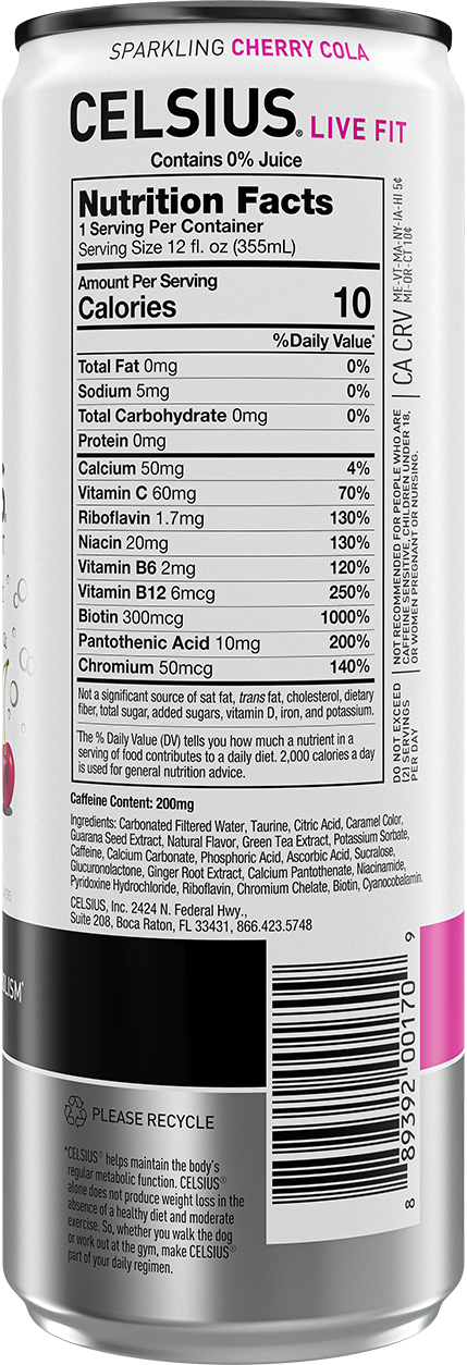 Celsius Energy Drink — Cherry Cola facts