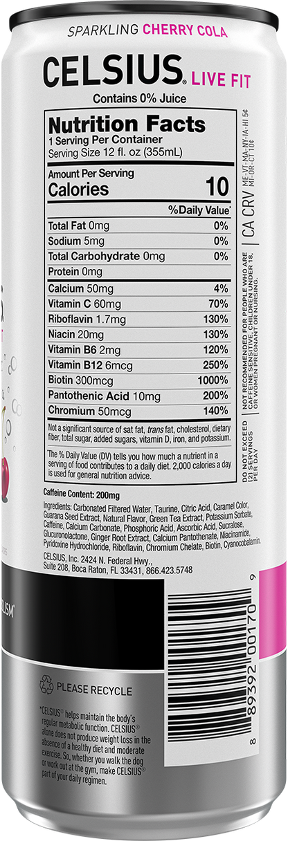 Celsius Energy Drink — Cherry Cola facts