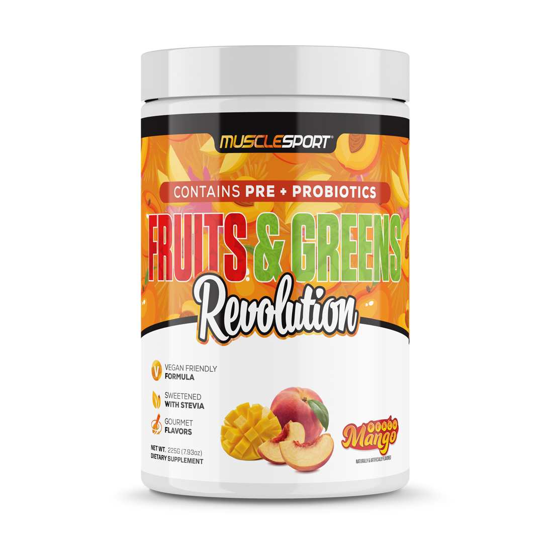 MuscleSport Fruits & Greens — Peach Mango hero
