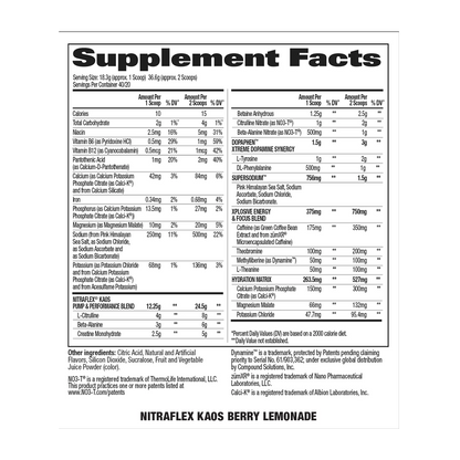 GAT Sport Nitraflex Kaos 40serving — Nitraflex Kaos 40serving facts