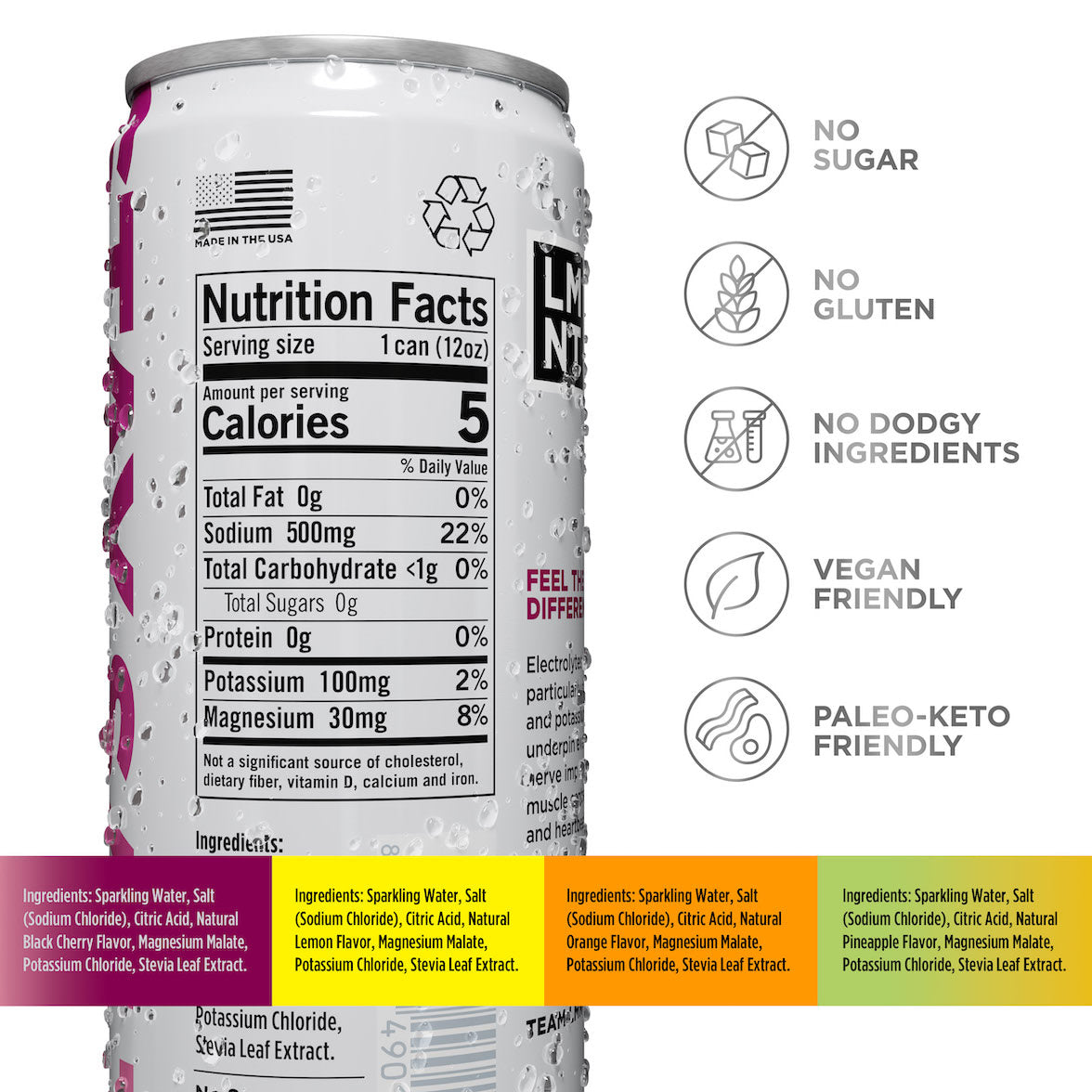 LMNT Sparkling Electrolytes — 12oz facts