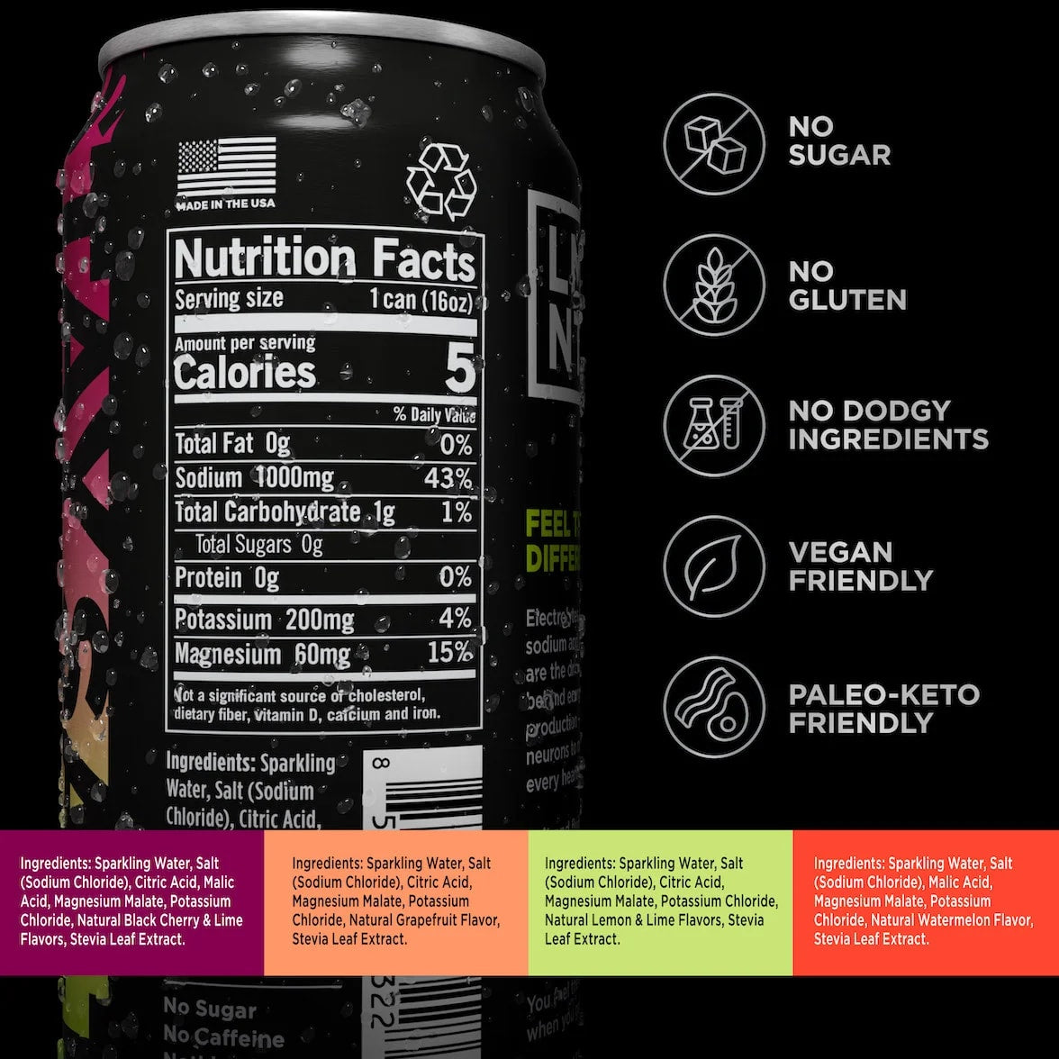 LMNT Sparkling Electrolytes — 16oz facts