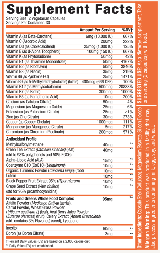 MuscleSport Multi Vitamin 60caps — Multi Vitamin 60caps facts