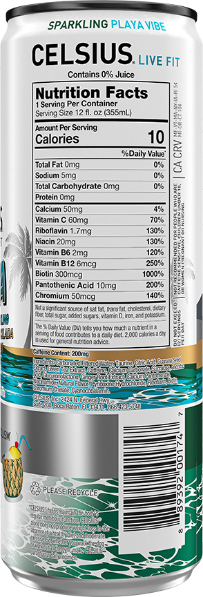 Celsius Energy Drink — Playa Vibe facts