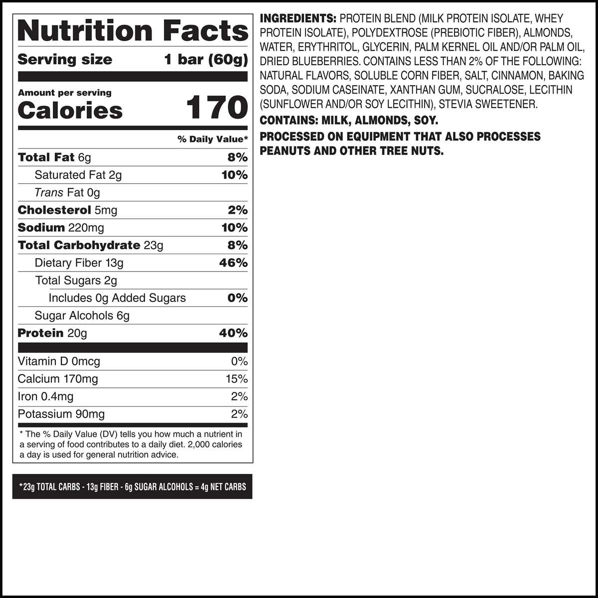 Quest Nutrition Bar — Blueberry Muffin facts