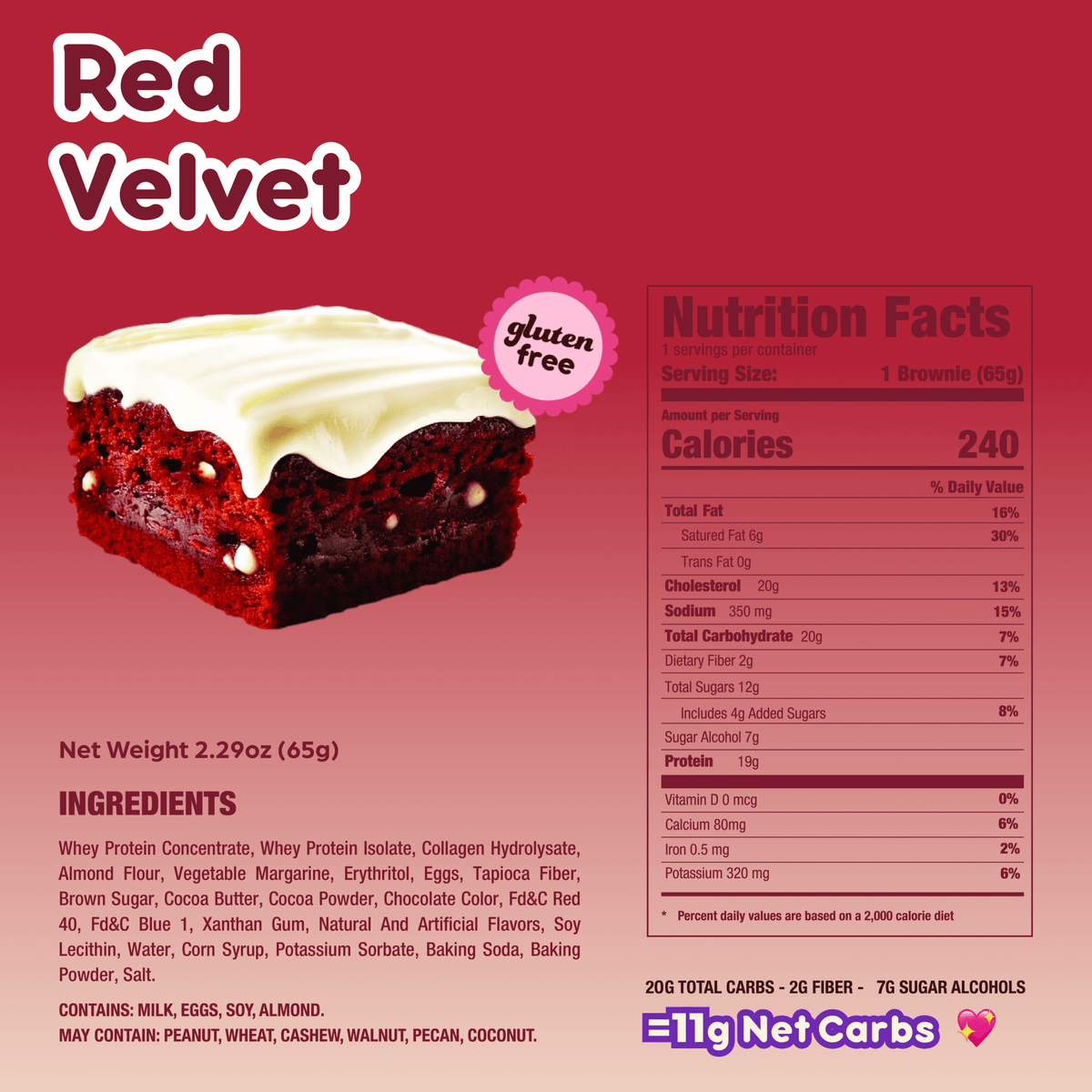 Prime Bites Protein Brownie — Red Velvet facts