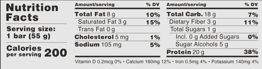 Barebells Original Protein Bars — Salty Peanut facts panel