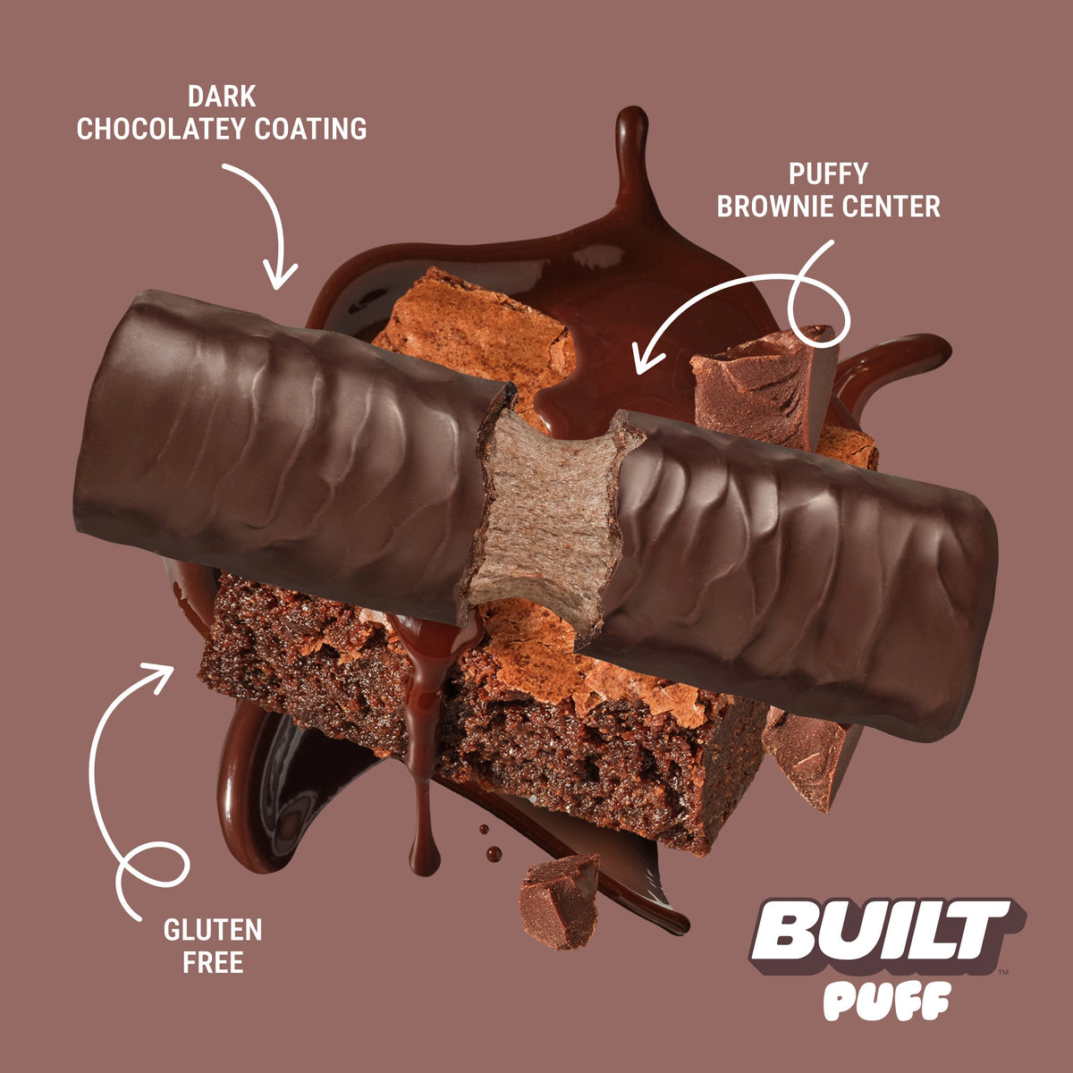 BUILT Puff Protein Bars — Brownie support