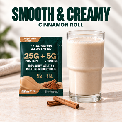 Nutrition On The Go Protein + Creatine — Cinnamon Roll 6 serving support