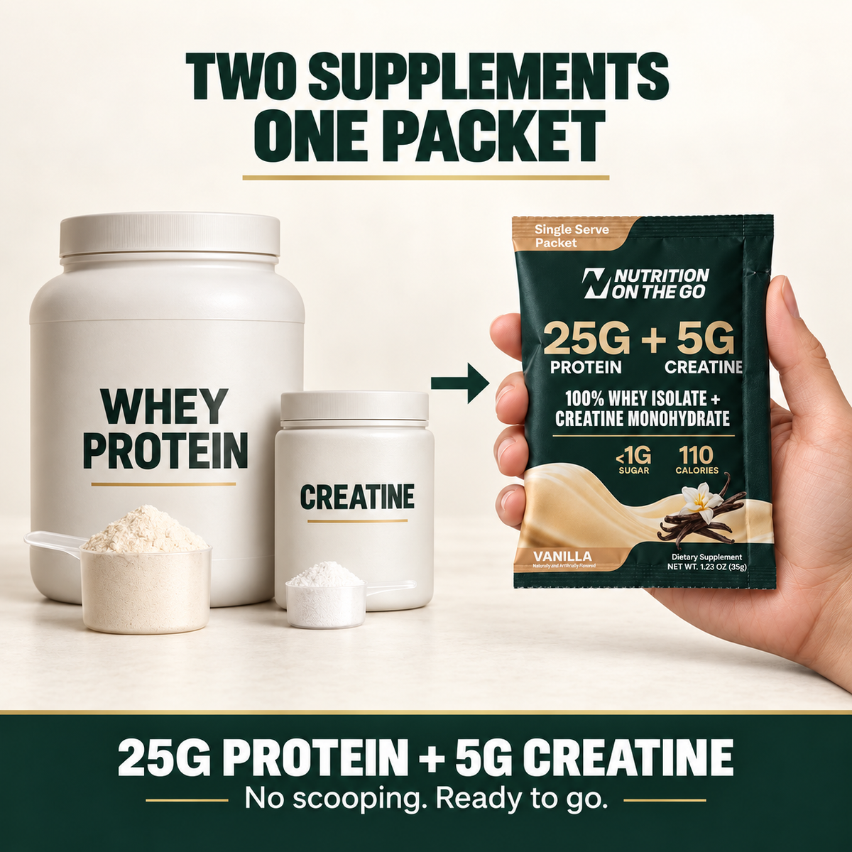 Nutrition On The Go Protein + Creatine — Vanilla Single Serving support